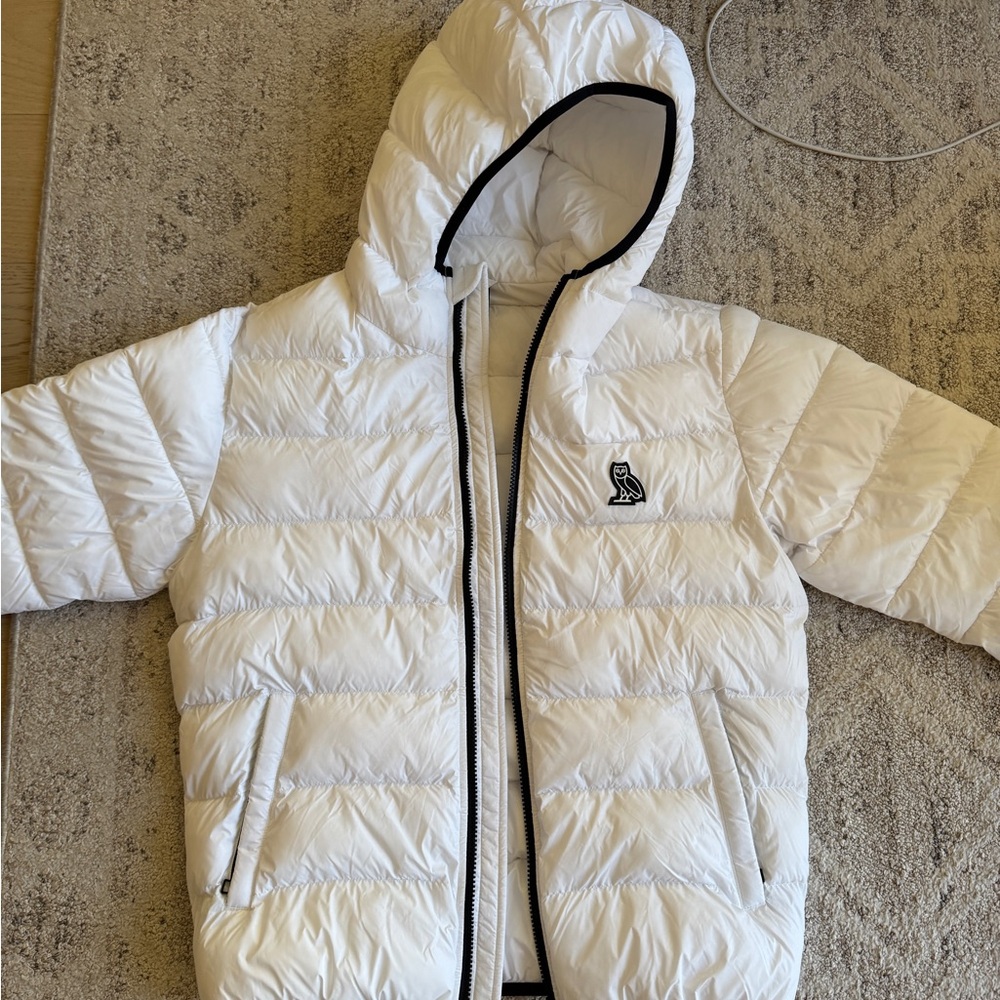Drake x Octobers Very Own OVO Primaloft hooded puffer jacket White 550 Fil